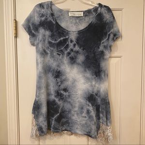 🌸 Vintage Havana unique tie dye top with lace